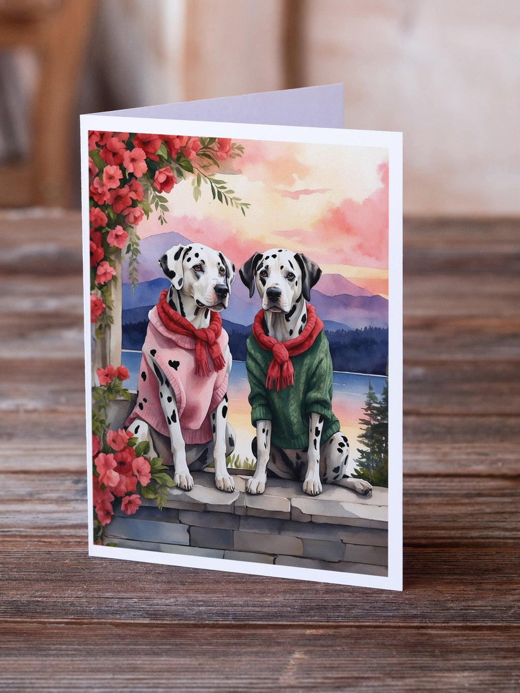 Dalmatian Two Hearts Greeting Cards Pack of 8 Blank Cards with Envelopes Whimsical A7 Size 5x7