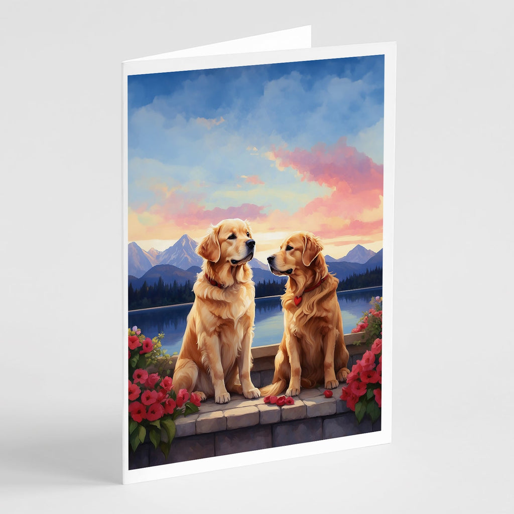 Golden Retriever Two Hearts Greeting Cards Pack of 8 Blank Cards with Envelopes Whimsical A7 Size 5x7