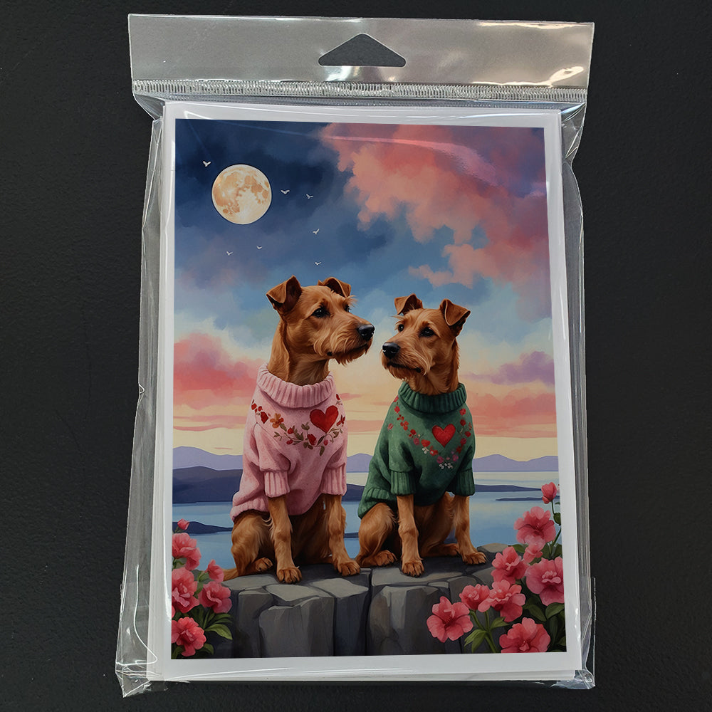 Irish Terrier Two Hearts Greeting Cards Pack of 8 Blank Cards with Envelopes Whimsical A7 Size 5x7