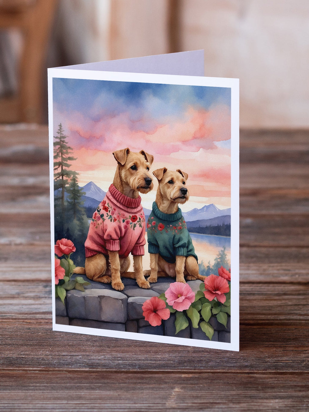 Lakeland Terrier Two Hearts Greeting Cards Pack of 8 Blank Cards with Envelopes Whimsical A7 Size 5x7