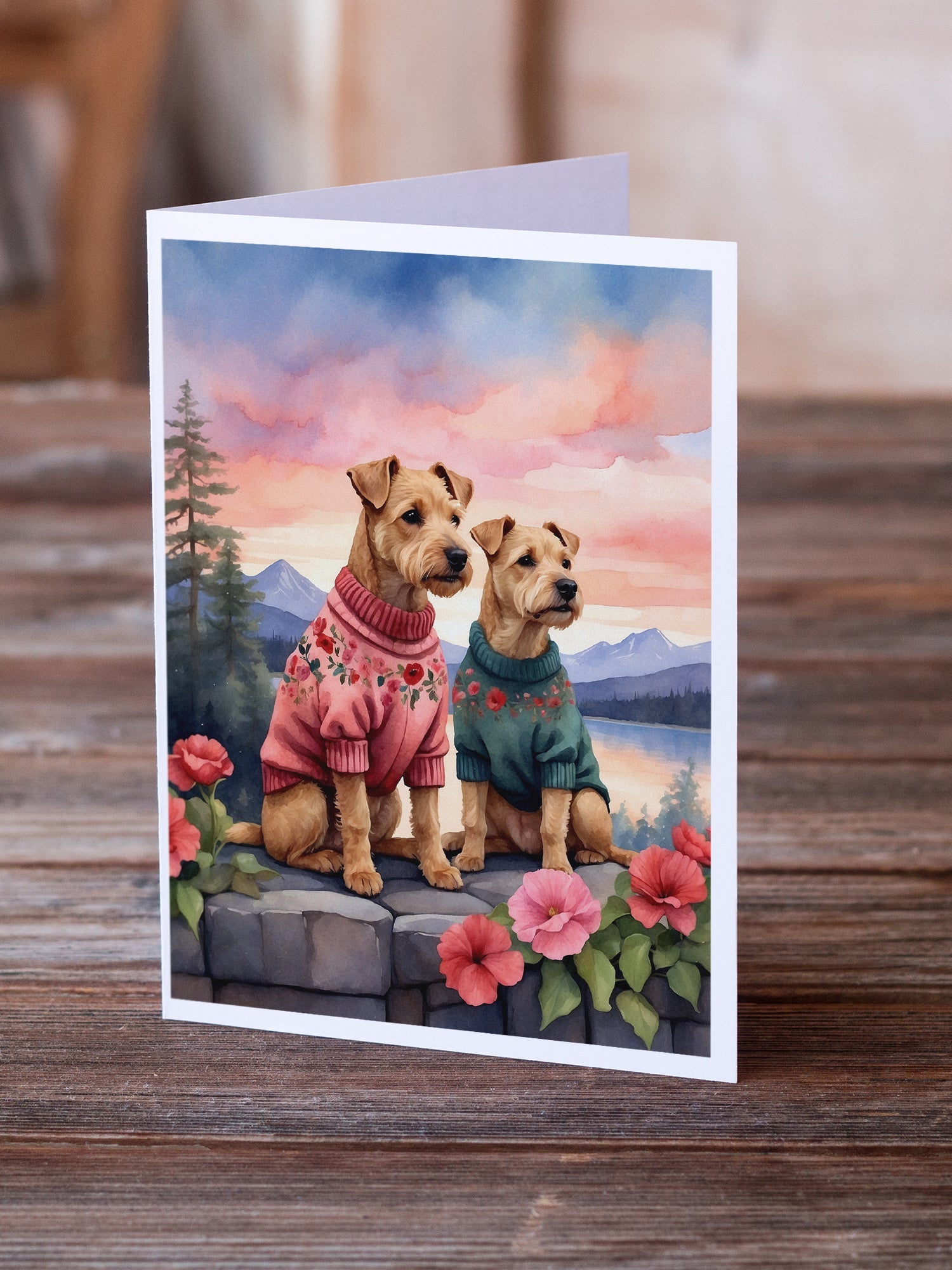 Lakeland Terrier Two Hearts Greeting Cards Pack of 8 Blank Cards with Envelopes Whimsical A7 Size 5x7