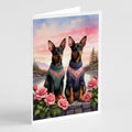 Manchester Terrier Two Hearts Greeting Cards Pack of 8 Blank Cards with Envelopes Whimsical A7 Size 5x7