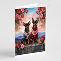 Miniature Pinscher Two Hearts Greeting Cards Pack of 8 Blank Cards with Envelopes Whimsical A7 Size 5x7