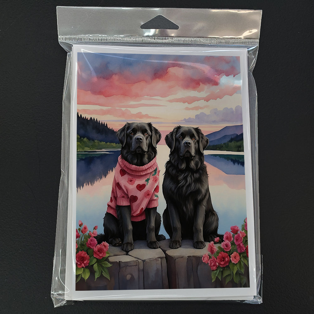 Newfoundland Two Hearts Greeting Cards Pack of 8 Blank Cards with Envelopes Whimsical A7 Size 5x7