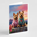 Norwich Terrier Two Hearts Greeting Cards Pack of 8 Blank Cards with Envelopes Whimsical A7 Size 5x7