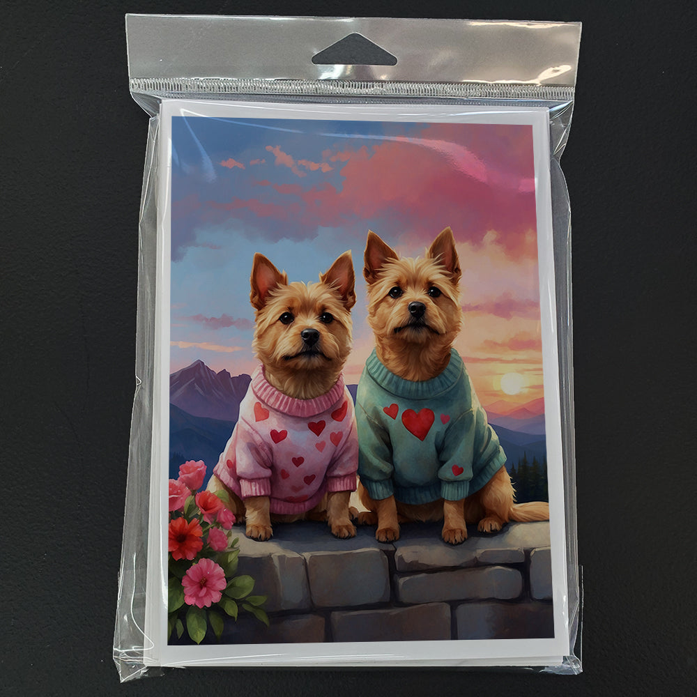 Norwich Terrier Two Hearts Greeting Cards Pack of 8 Blank Cards with Envelopes Whimsical A7 Size 5x7