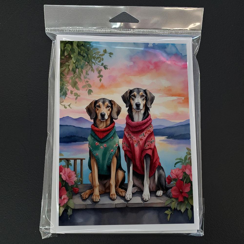 Saluki Two Hearts Greeting Cards Pack of 8 Blank Cards with Envelopes Whimsical A7 Size 5x7
