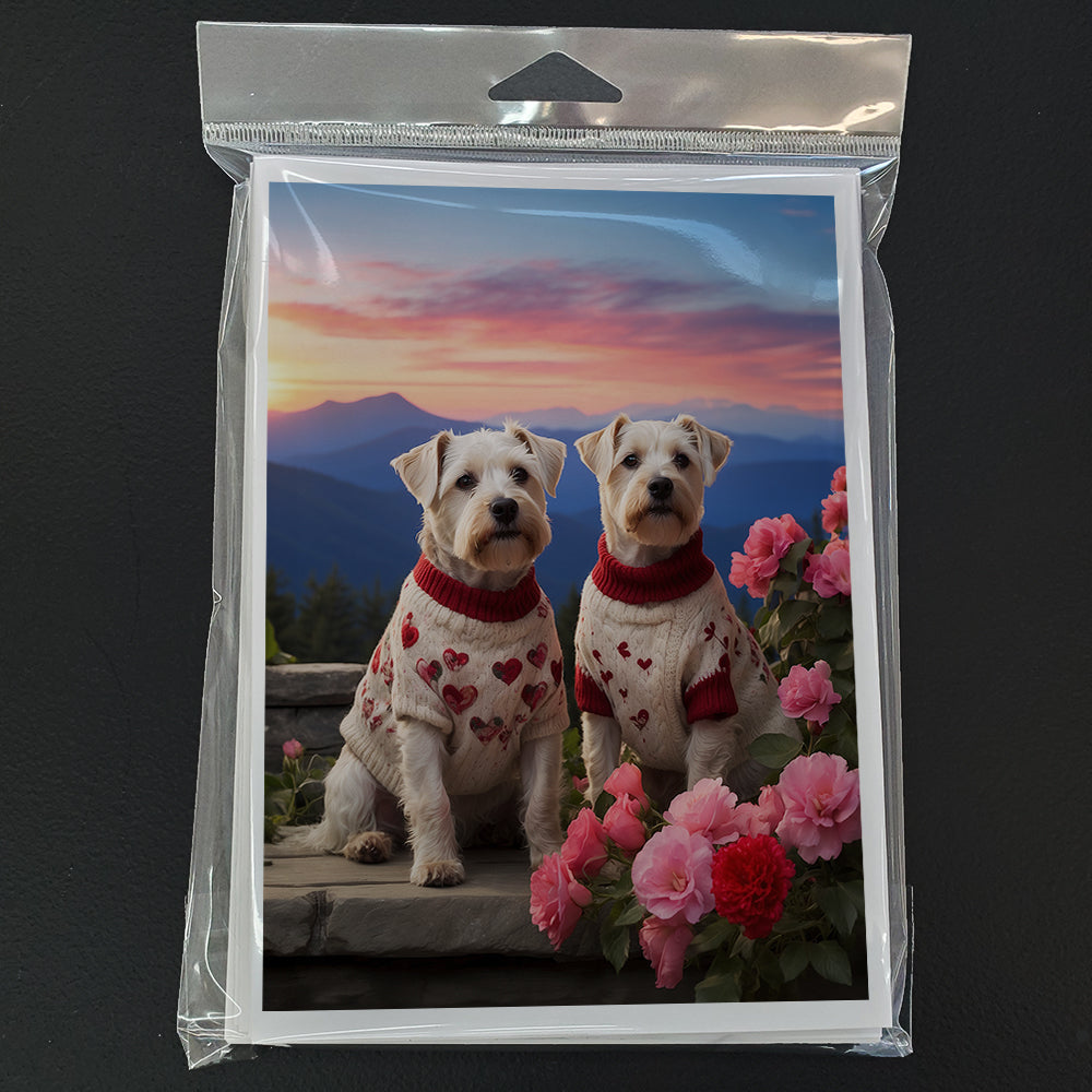 Sealyham Terrier Two Hearts Greeting Cards Pack of 8 Blank Cards with Envelopes Whimsical A7 Size 5x7