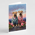 Shar Pei Two Hearts Greeting Cards Pack of 8 Blank Cards with Envelopes Whimsical A7 Size 5x7