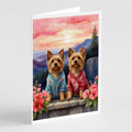 Silky Terrier Two Hearts Greeting Cards Pack of 8 Blank Cards with Envelopes Whimsical A7 Size 5x7