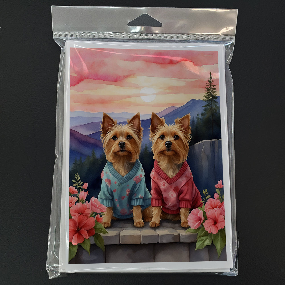 Silky Terrier Two Hearts Greeting Cards Pack of 8 Blank Cards with Envelopes Whimsical A7 Size 5x7