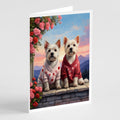 Westie Two Hearts Greeting Cards Pack of 8 Blank Cards with Envelopes Whimsical A7 Size 5x7