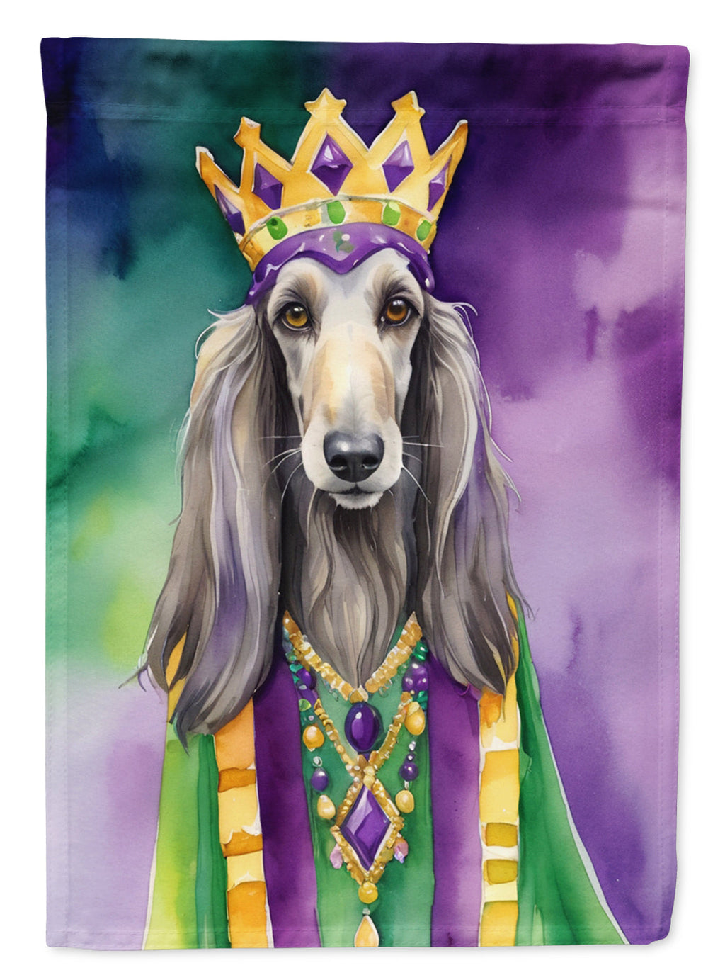 Afghan Hound King of Mardi Gras Garden Flag Mailbox Decorative Yard Banner Outside Patio Artwork for Flower Beds, Garden Size, Multicolor