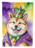 Akita King of Mardi Gras House Flag 28x40 Porch Sleeve Pole Decorative Outside Yard Banner Artwork Wall Hanging, Polyester