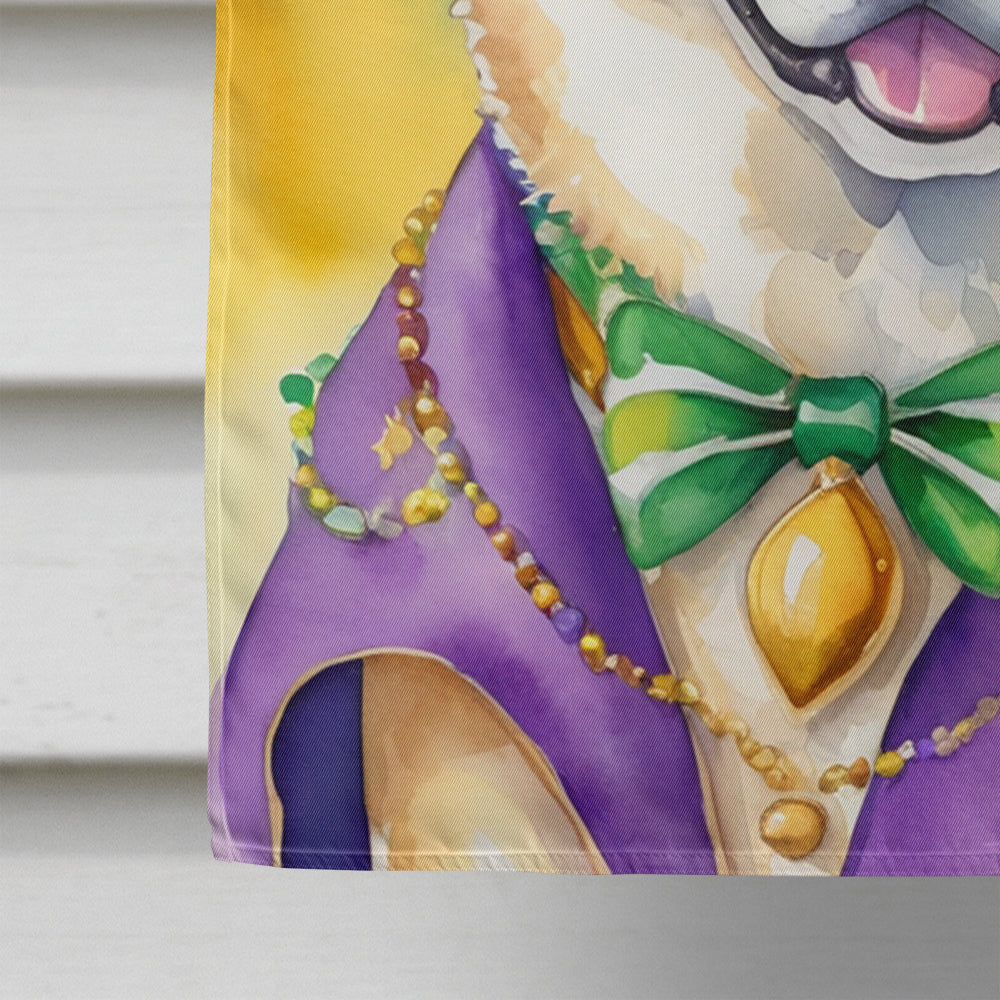 Akita King of Mardi Gras House Flag 28x40 Porch Sleeve Pole Decorative Outside Yard Banner Artwork Wall Hanging, Polyester