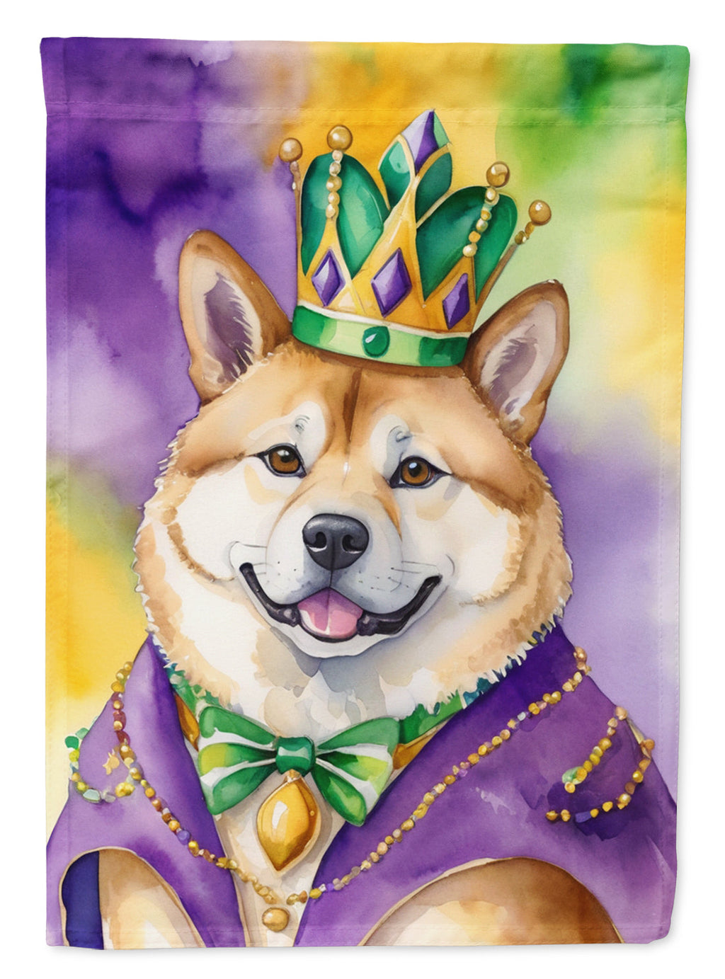 Akita King of Mardi Gras Garden Flag Mailbox Decorative Yard Banner Outside Patio Artwork for Flower Beds, Garden Size, Multicolor