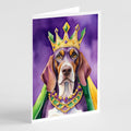 American English Coonhound King of Mardi Gras Greeting Cards Pack of 8 Blank Cards with Envelopes Whimsical A7 Size 5x7