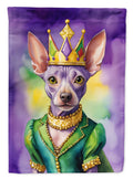 American Hairless Terrier King of Mardi Gras Garden Flag Mailbox Decorative Yard Banner Outside Patio Artwork for Flower Beds, Garden Size, Multicolor
