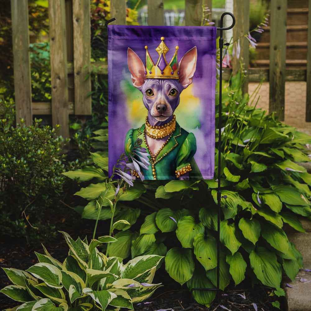 American Hairless Terrier King of Mardi Gras Garden Flag Mailbox Decorative Yard Banner Outside Patio Artwork for Flower Beds, Garden Size, Multicolor