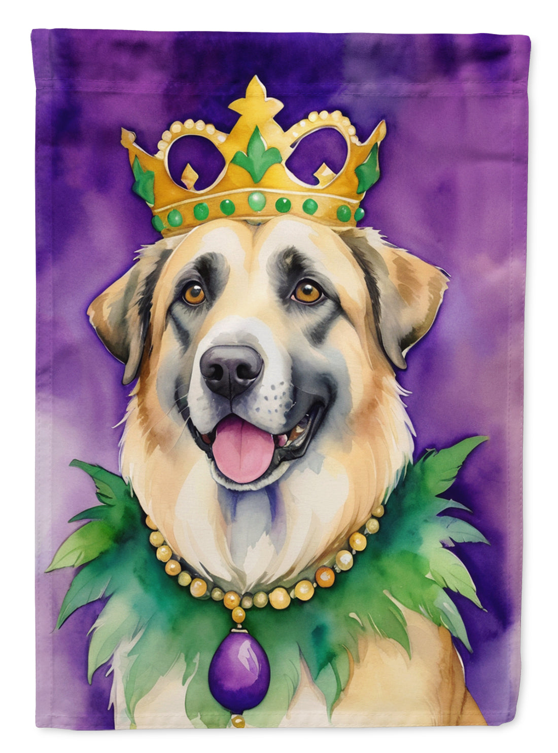 Anatolian Shepherd Dog King of Mardi Gras Garden Flag Mailbox Decorative Yard Banner Outside Patio Artwork for Flower Beds, Garden Size, Multicolor