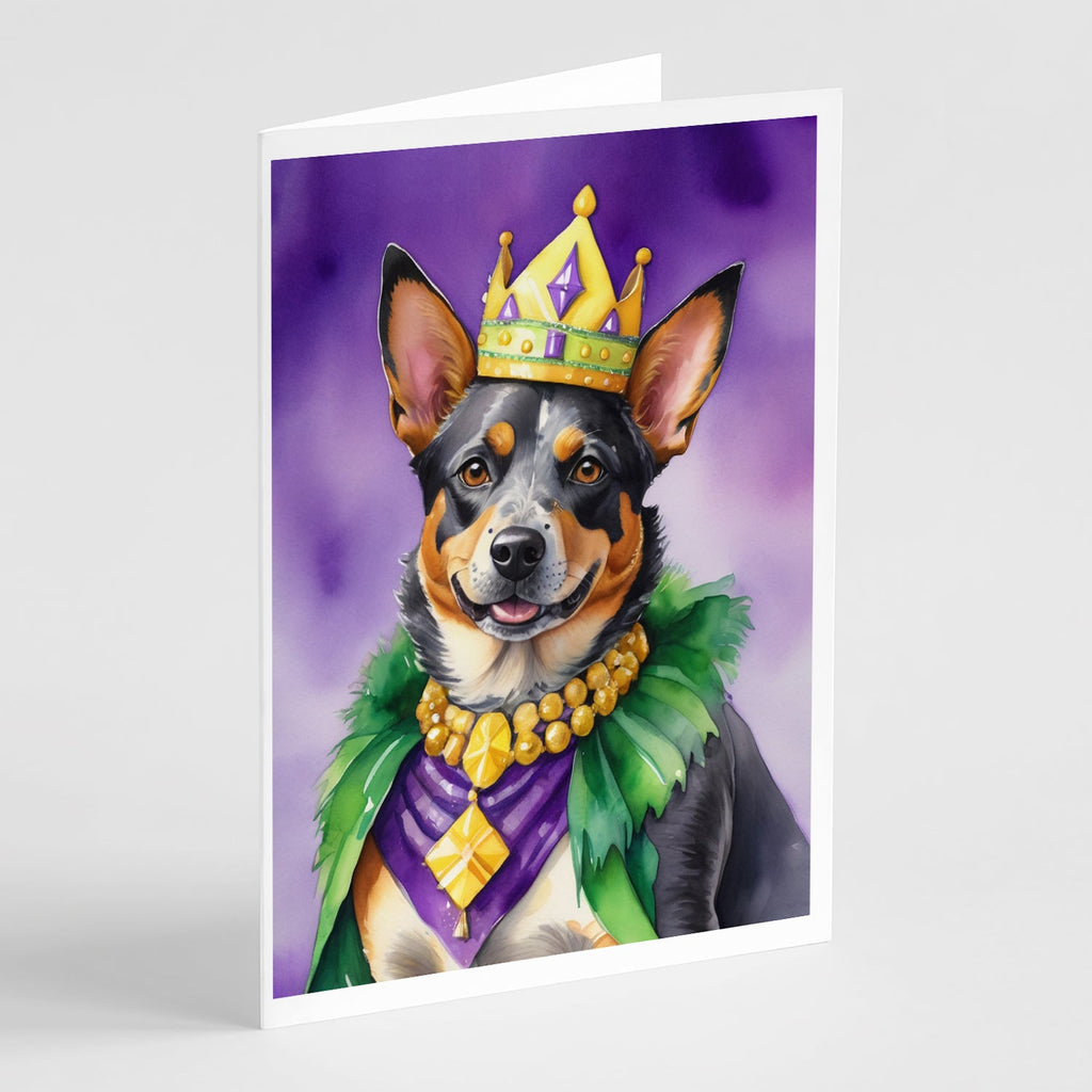 Australian Cattle Dog King of Mardi Gras Greeting Cards Pack of 8 Blank Cards with Envelopes Whimsical A7 Size 5x7