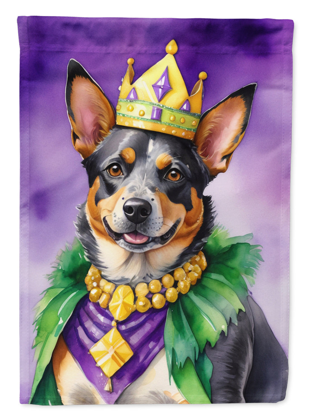 Australian Cattle Dog King of Mardi Gras Garden Flag Mailbox Decorative Yard Banner Outside Patio Artwork for Flower Beds, Garden Size, Multicolor