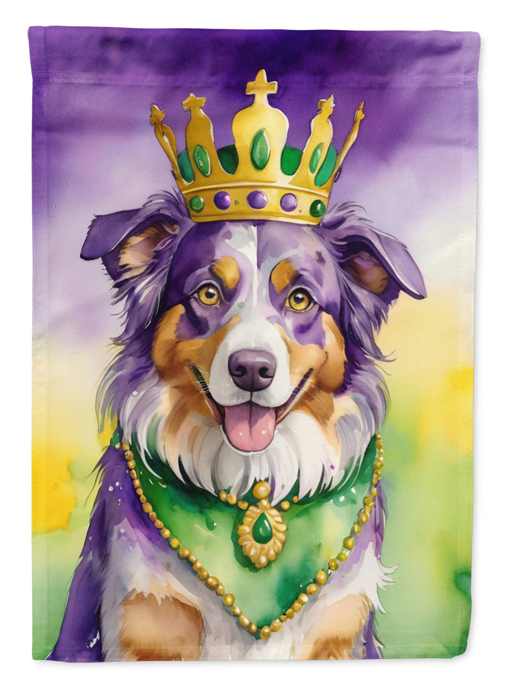 Australian Shepherd King of Mardi Gras Garden Flag Mailbox Decorative Yard Banner Outside Patio Artwork for Flower Beds, Garden Size, Multicolor