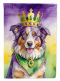 Australian Shepherd King of Mardi Gras Garden Flag Mailbox Decorative Yard Banner Outside Patio Artwork for Flower Beds, Garden Size, Multicolor