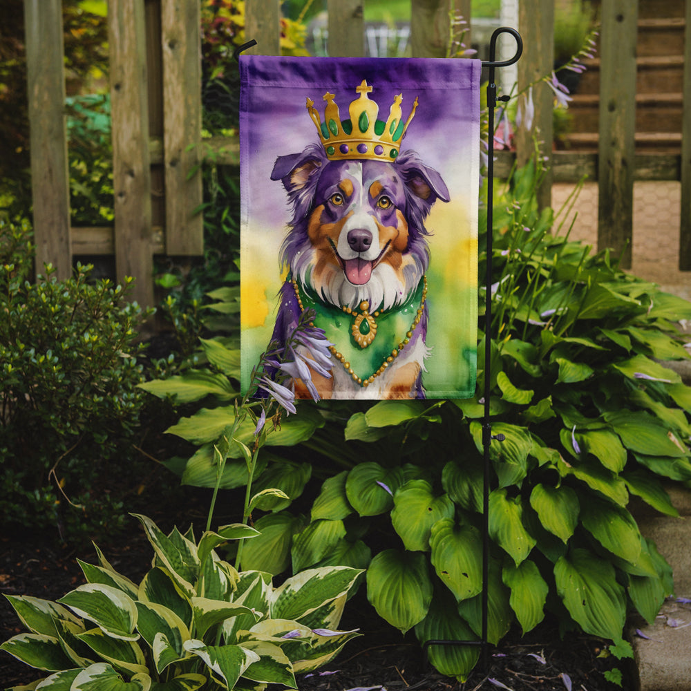 Australian Shepherd King of Mardi Gras Garden Flag Mailbox Decorative Yard Banner Outside Patio Artwork for Flower Beds, Garden Size, Multicolor