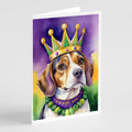 Beagle King of Mardi Gras Greeting Cards Pack of 8 Blank Cards with Envelopes Whimsical A7 Size 5x7