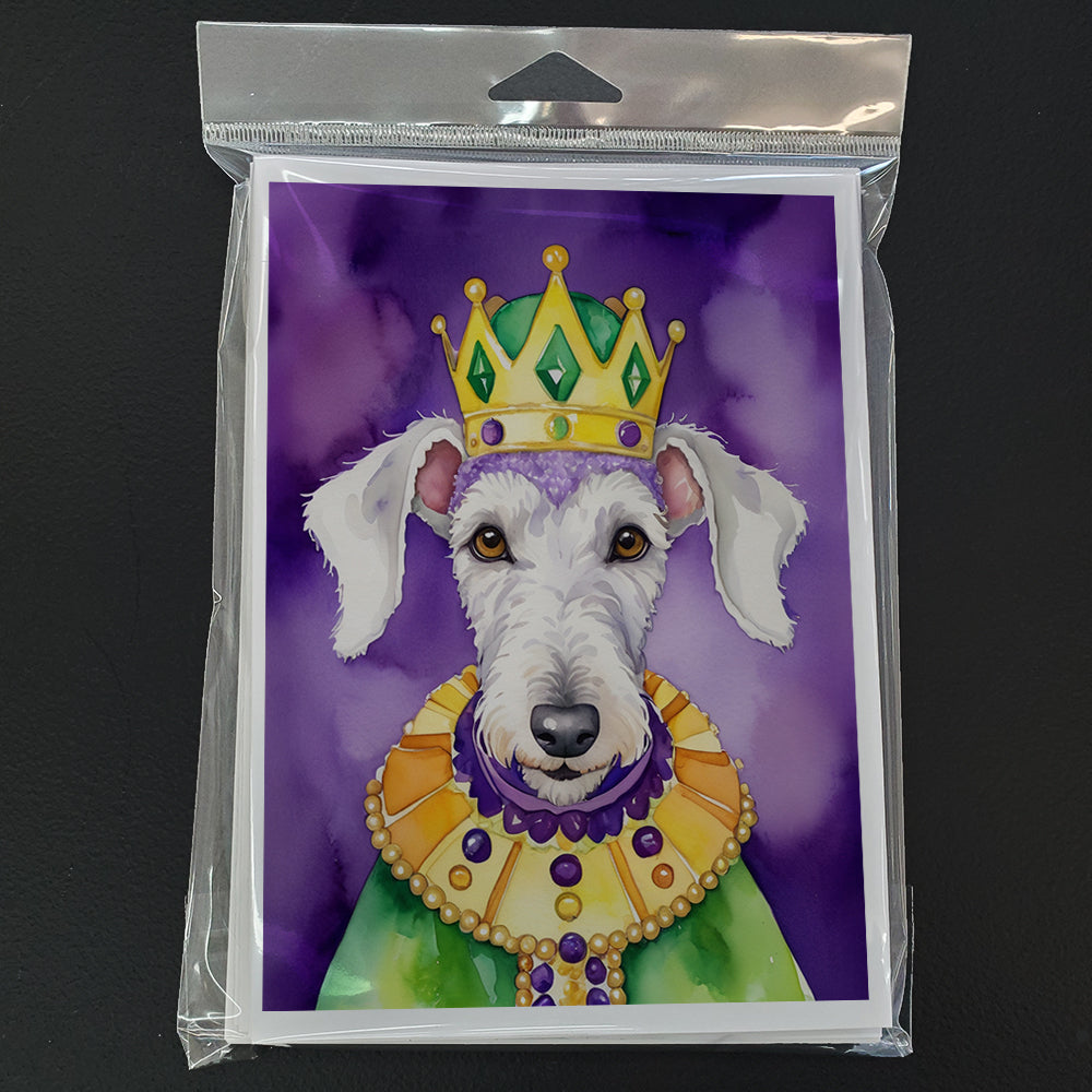 Bedlington Terrier King of Mardi Gras Greeting Cards Pack of 8 Blank Cards with Envelopes Whimsical A7 Size 5x7