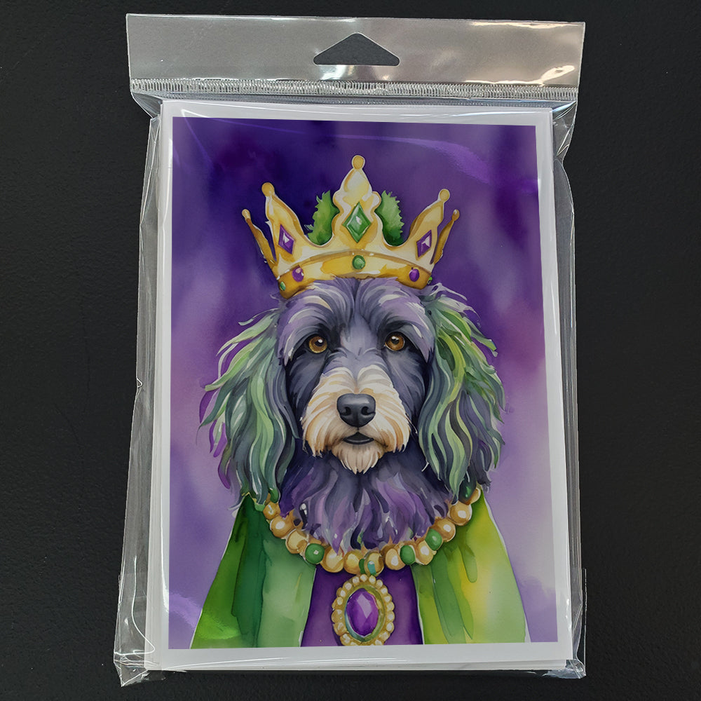 Bergamasco Sheepdog King of Mardi Gras Greeting Cards Pack of 8 Blank Cards with Envelopes Whimsical A7 Size 5x7