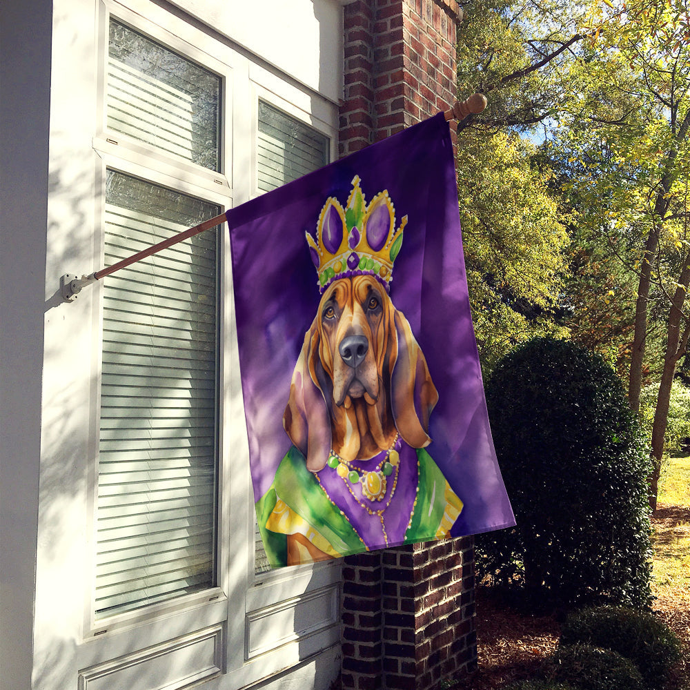 Bloodhound King of Mardi Gras House Flag 28x40 Porch Sleeve Pole Decorative Outside Yard Banner Artwork Wall Hanging, Polyester
