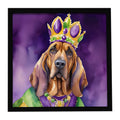 Bloodhound King of Mardi Gras Framed Metal Print Bathroom, Kitchen, Office, Home Decor Wall Art Ready to Hang, Square, 8X8