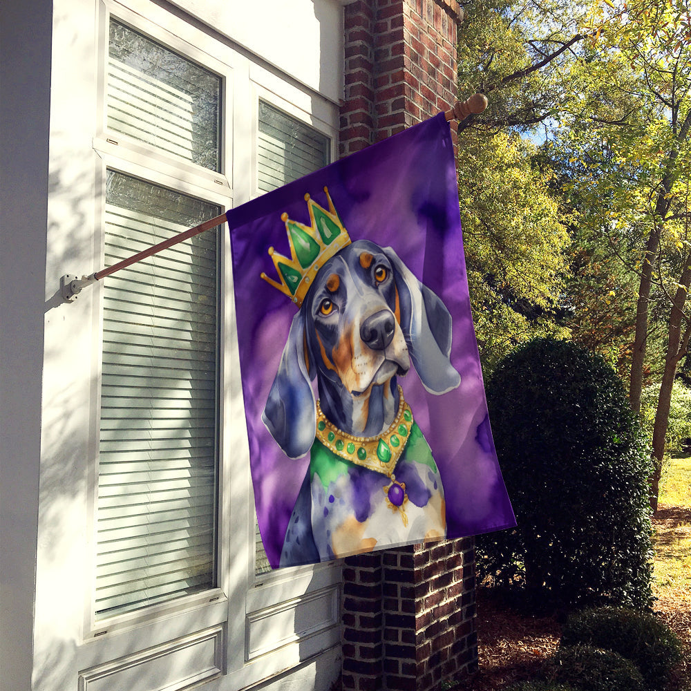 Bluetick Coonhound King of Mardi Gras House Flag 28x40 Porch Sleeve Pole Decorative Outside Yard Banner Artwork Wall Hanging, Polyester
