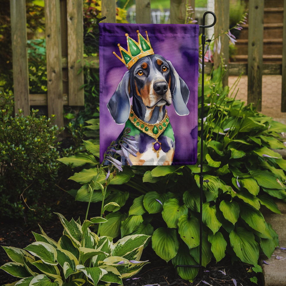 Bluetick Coonhound King of Mardi Gras Garden Flag Mailbox Decorative Yard Banner Outside Patio Artwork for Flower Beds, Garden Size, Multicolor