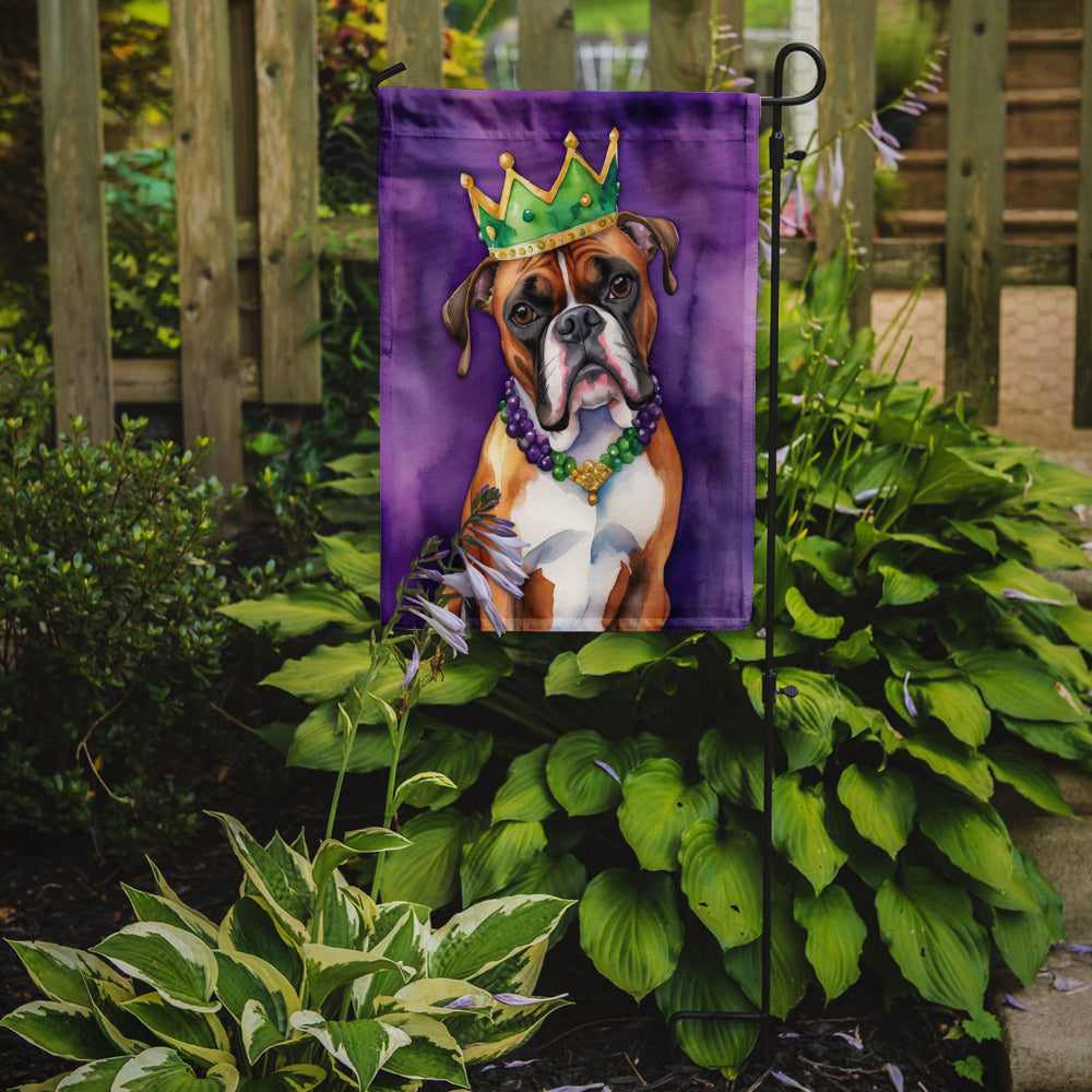 Boxer King of Mardi Gras Garden Flag Mailbox Decorative Yard Banner Outside Patio Artwork for Flower Beds, Garden Size, Multicolor