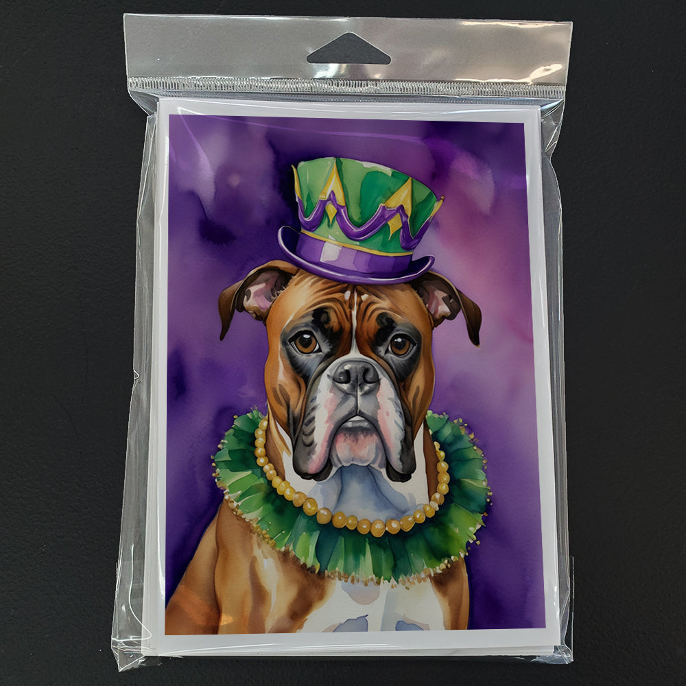 Boxer King of Mardi Gras Greeting Cards Pack of 8 Blank Cards with Envelopes Whimsical A7 Size 5x7