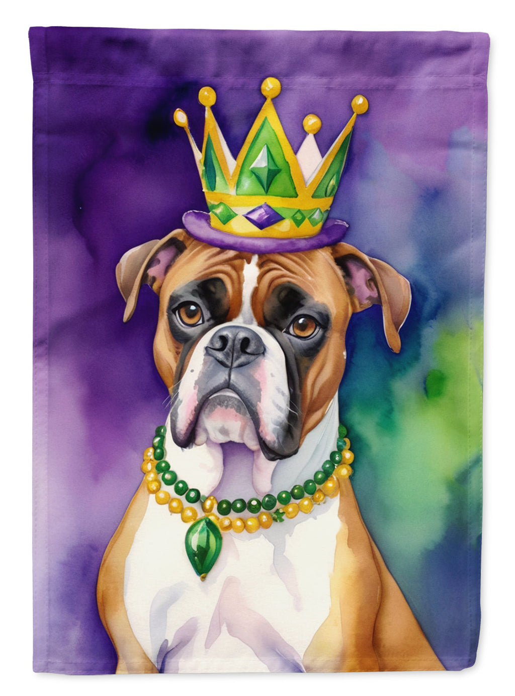 Boxer King of Mardi Gras Garden Flag Mailbox Decorative Yard Banner Outside Patio Artwork for Flower Beds, Garden Size, Multicolor