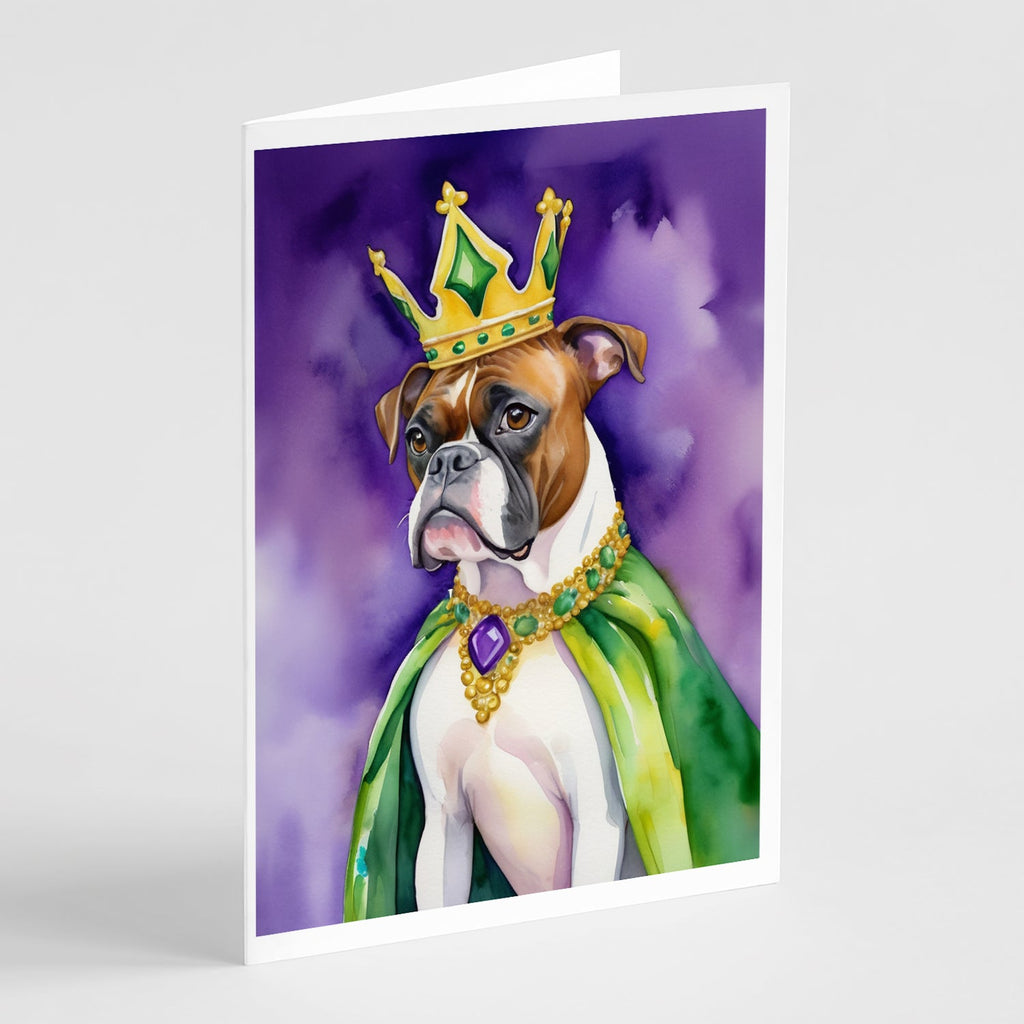 Boxer King of Mardi Gras Greeting Cards Pack of 8 Blank Cards with Envelopes Whimsical A7 Size 5x7