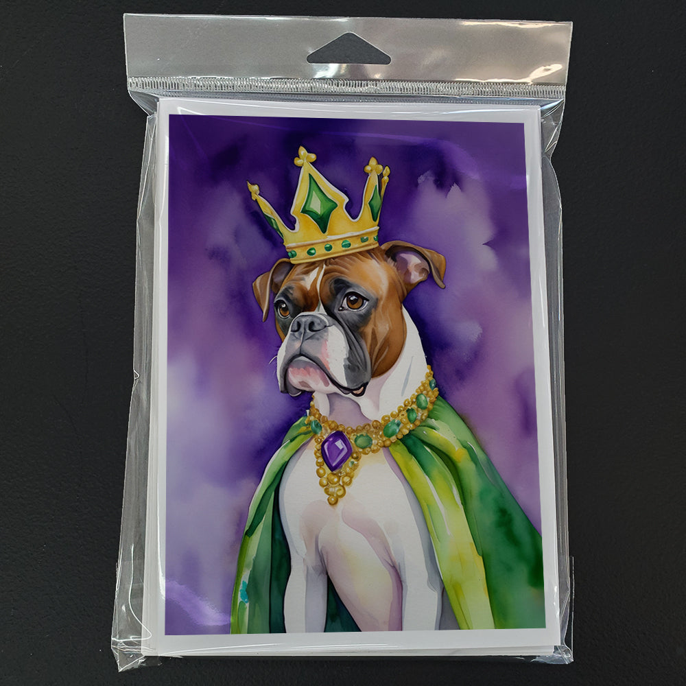 Boxer King of Mardi Gras Greeting Cards Pack of 8 Blank Cards with Envelopes Whimsical A7 Size 5x7