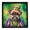 Brussels Griffon King of Mardi Gras Framed Metal Print Bathroom, Kitchen, Office, Home Decor Wall Art Ready to Hang, Square, 8X8