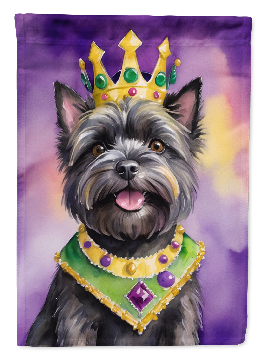 Cairn Terrier King of Mardi Gras Garden Flag Mailbox Decorative Yard Banner Outside Patio Artwork for Flower Beds, Garden Size, Multicolor