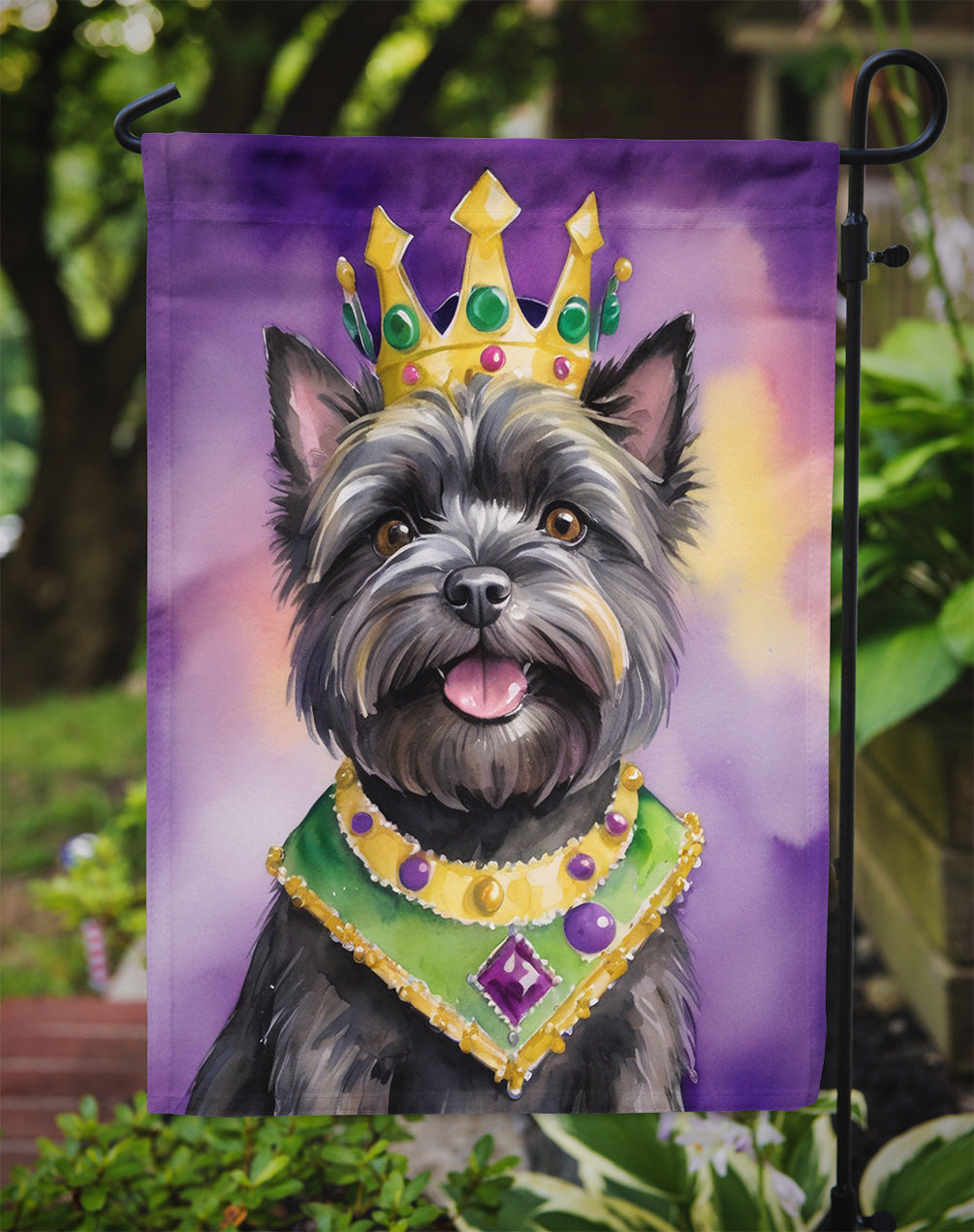 Cairn Terrier King of Mardi Gras Garden Flag Mailbox Decorative Yard Banner Outside Patio Artwork for Flower Beds, Garden Size, Multicolor