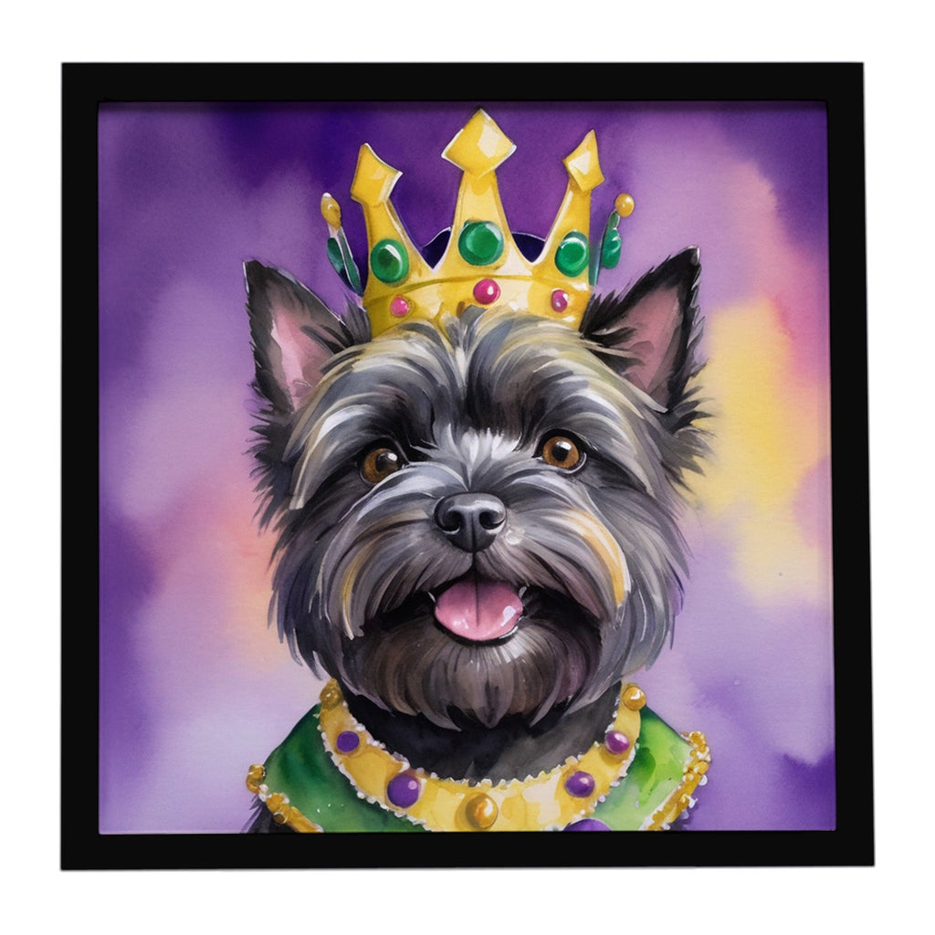 Cairn Terrier King of Mardi Gras Framed Metal Print Bathroom, Kitchen, Office, Home Decor Wall Art Ready to Hang, Square, 8X8