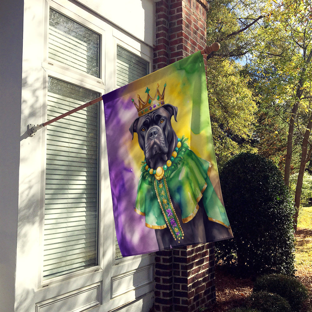 Cane Corso King of Mardi Gras House Flag 28x40 Porch Sleeve Pole Decorative Outside Yard Banner Artwork Wall Hanging, Polyester