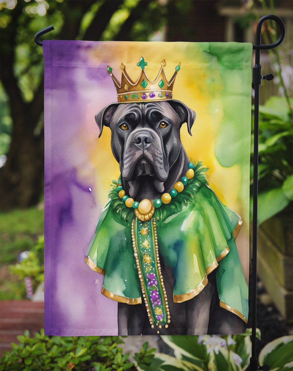 Cane Corso King of Mardi Gras Garden Flag Mailbox Decorative Yard Banner Outside Patio Artwork for Flower Beds, Garden Size, Multicolor