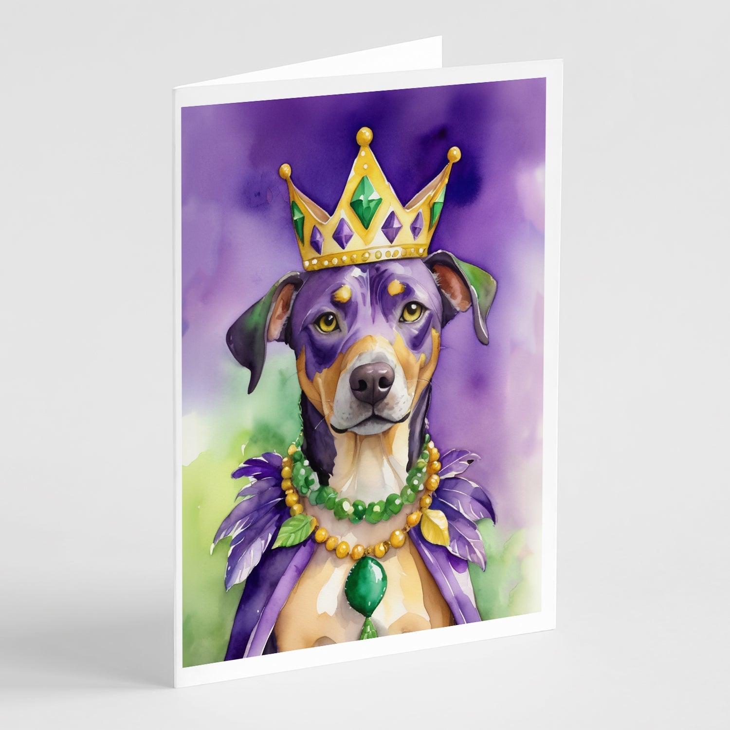 Catahoula King of Mardi Gras Greeting Cards Pack of 8 Blank Cards with Envelopes Whimsical A7 Size 5x7