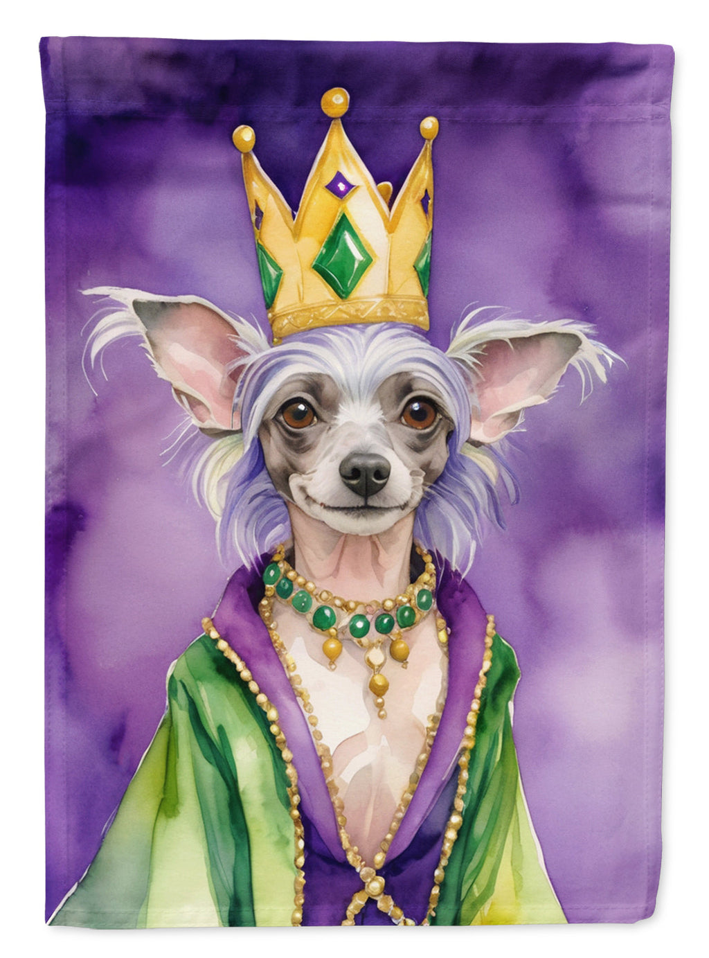 Chinese Crested King of Mardi Gras Garden Flag Mailbox Decorative Yard Banner Outside Patio Artwork for Flower Beds, Garden Size, Multicolor