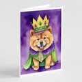 Chow Chow King of Mardi Gras Greeting Cards Pack of 8 Blank Cards with Envelopes Whimsical A7 Size 5x7